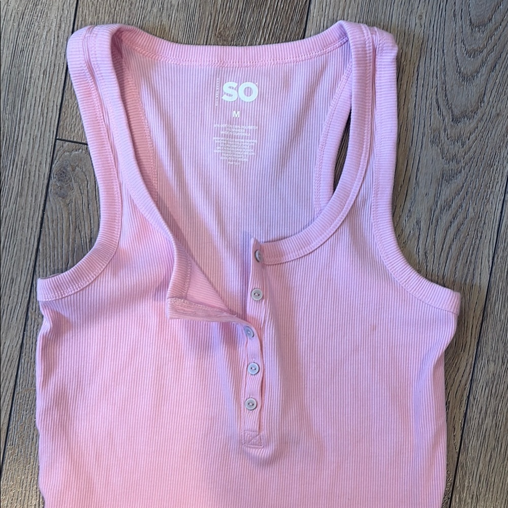 SO Pink Ribbed Racerback Tank Top - Picture 3 of 3